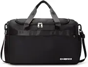 Large Capacity Travel Bag Portable Dry Wet Separation Fitness Bag Men's Diagonal Training Bag Fashion Yoga Bag-Black