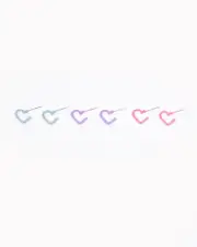Multi Colour 3 Pack Open Love Heart Hoop Earrings
