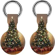 2PCS for Christmas Tree Adorned Air Tag Holder Case Waterproof & Shockproof Anti-Scratch Protective Air Tag Cover with Keychain Ring Silicone Tags Holders for Luggage, Backpack, Keys, Pet