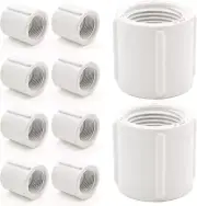 10 PCS PVC Threaded Pipe, 3/4" Female Pipe Coupling,Pvc Pipe Connectors,Pvc Pipe