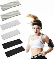 [Gewaha] Headbands for Women,6Pcs Elastic Sweat Yoga Hairbands,Non Slip Fashion Ladies Turban Headband, Solid Color Sports Running Hairbands
