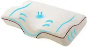 Giselle Bedding Pillow Contour Memory Foam Pillows Ergonomic Orthopedic Neck and Shoulder Support, for Pain Relief Bed Sleeping, with Washable Cover Beige