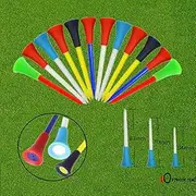 Golf Tees Unbreakable Plastic 2 3/4 3 1/4 2 1/8 Height Long Bulk Value 50 Count, Rubber Cushion Durable Bulk Colored White Orange Red for Men Kids Women Gift Pack