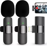 Wireless Microphones, 2 PCS Cordless Omnidirectional Clip Mic for iPhone/iPad