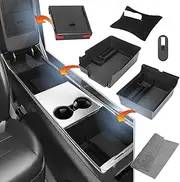 Set of 6 Tesla Model 3/Y Accessories 2024 2023-2021, Center Console Organizer Front Console Tray, Armrest Console Organizer Rear Console Tray, Hidden Storage Box - [Not Compatible for Model 3 2024]