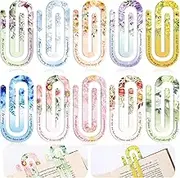 Skyygemm 10 Pack Bible Verse Acrylic Paper Clips Jumbo Paper Clips Inspirational Scripture Christian Bookmarks Religious Motivational Encouragement Flower Page Clips for Teacher Gift School Office