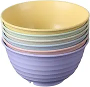 6 Pack Wheat Straw Bowls Reusable Salad Bowls,Durable & Lightweight, Perfect for Home, Parties, Camping, and Outdoor Use Dishwasher Safe