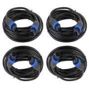 4-Pack Speakon to Speakon Cables 50ft 12 Gauge AWG Wire Audio PA Speaker Cables