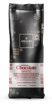 1kg Arkadia Drinking Chocolate WHITE CHOCOLATE premium cafe choc hot & cold