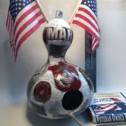 hand painted And Decorated Bird House Gourd / Marine Theme By Gary Clark