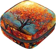 Period Bag,Sanitary Napkin Storage Bag,Autumn Tree Colorful Painting,Tampon Holder for Purse