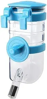 Portable Water Bottle No Drip Pet Dispenser Bottle with Stainless Steel Sucker for Crate Cage,Blue