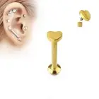 Piercing Ear Labret Screw Inner Heart Golden