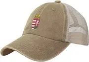[Generic] National Emblem of Hungary Cowboy Mesh Baseball Cap for Hungarian Man Woman Outdoor Adjustable Denim Hat