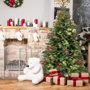 Costway150 CM Artificial PE Christmas Tree with LED Lights and Eucalyptus Leaves