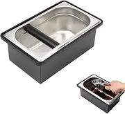 [CHDEXU] Coffee Knock Box, Stainless Steel Espresso Knock Box, Large Coffee Pucks Container with Noise Reduction Rubber Ring and Anti-Slip Base for Coffee Puck Disposal Box