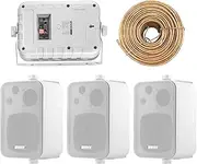 4x Speakers Bundle Package: 2 Pairs of Enrock Audio EKMR408W 4-Inch 200 Watts White 3-Way Indoor / Outdoor Marine Boat Box-Speaker Combo With 50 Foot 18 Guage Speaker Wire