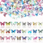 JANYUN 120 Pcs Mini Resin Butterflies, Tiny Butterflies for Crafts Mini Butterfly Figurines for DIY Fairy Garden Dollhouse Micro Landscaping Decoration Spring Summer Nail Art Decoration