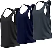 [TORO ACTIVA] Pack of 3 Sleeveless Tank Top Running Muscle for Men Quick Dry Workout Top Gym Shirts Training Bodybuilding Vests