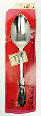 RARE Vtg EKCO Stainless Steel Table/Serving Spoon #88169 Chevron Ptn 8.25"L USA
