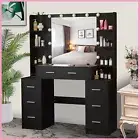 Bedroom Vanity Dressing Table 3 Light Modes LED Light Mirror Drawer Make up Desk