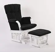 Artiva USA AF20203-BRW Home Deluxe Microfiber White Wood Glider and Ottoman Set, Dark Brown