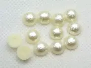100 Ivory Acrylic Textured Glitter Half Pearl Bead 12mm FlatBack Scrapbook