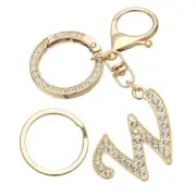Initial Letter A-Z Keychains Women Crystal Alphabet Keychain with 2-letter W