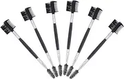 NOLITOY 6pcs Double-ended Brow Brush Lash Comb Curler Black Handle Silver Tube Eyebrow Shaper Eyelash Smooth Control Brush Clean Comb