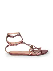 Metallic Red Leather Laser Cut Gladiator Sandals