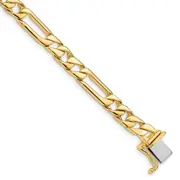 Solid 14K Yellow Gold 9 inch 6mm Hand Polished Figaro Link with Box Catch Clasp Bracelet
