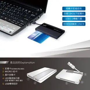 E-books T26 多功能讀卡機 ATM晶片卡+SD記憶卡+MicroSD 三插槽設計 讀卡機 隨插即用 適用MAC