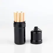 [Enbar] Joint case，Aluminum Cigarette Case Holder with Key Ring Waterproof Round Cigarettes Pocket Box (Black - Large)