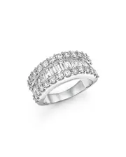 Diamond Round and Baguette Band in 14K White Gold, 3.0 ct. t. w.