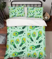 3D Peacock Feathers Watercolor Quilt Cover Set Bedding Sets Pillowcases Queen
