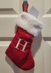 Hobby Lobby Red 9" Monogram H Christmas Stocking New