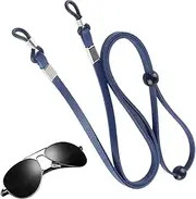 [Qkbuza] Lanyard for Glasses - Sunglasses Strap,Adjustable String Retainer PU Leather Cord for Men Women Outdoor Activities Swimming Travel