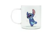 Paladone 300ml Lilo & Stitch Glass Collectable Mug Coffee Tea Drink Cup Clear
