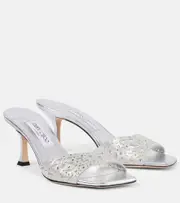 [Jimmy Choo] Jimmy Choo Skye 70 embellished satin mules AU 12 silver