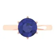 2 Round Cut Tanzanite Stone Wedding Bridal Promise Designer Ring 14k Rose Gold