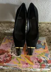 $184.95 Jeffrey Campbell Conspiracy Cap Toe Pump Metallic Heels Black Sz7,5 New
