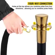 6-Piece Crowd Control Stanchion Set with Black Velvet Rope, 90 cm Height