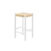 Set of 2 Amber Wooden Kitchen Counter Bar Stool Rattan Seat - White/Natural - Natural