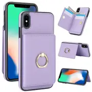 IPhone XR Case With Card Holder,Military Grade Drop Protection,Durable Shockproof Cover-Light Purple