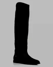 JIMMY CHOO Bree Flat High Boot 37.5/7,ITALY,Black Suede,LOGO,Knee,Stitch,NIB