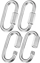 uxcell 4-Pack Quick Chain Link Connector, M10 3/8 304 Stainless Steel D-Shape Locking Repair Chain Links for Swing/Camping/Hiking/Backpack, Twist Key Ring Screw Chain Link [Silver]