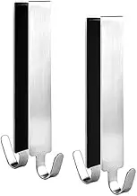 Two Extended Shower Door Hooks, 2 per Box. Hook Frameless Glass Shower Door Hook. Double Towel Hook (Silver)