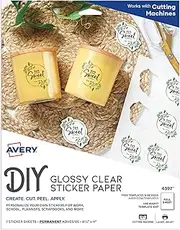 Avery Printable Sticker Paper, 8.5" x 11", Laser & Inkjet Printers, Glossy Clear, 7 Sticker Sheets (4397)