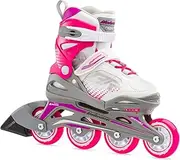 by Rollerblade Phoenix Girls Adjustable Fitness Inline Skate, White and Fuchsia, Junior, Value Performance Inline Skates, Youth Junior 1 to 4
