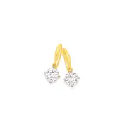9ct Gold Cubic Zirconia Drop Earrings in Clear
